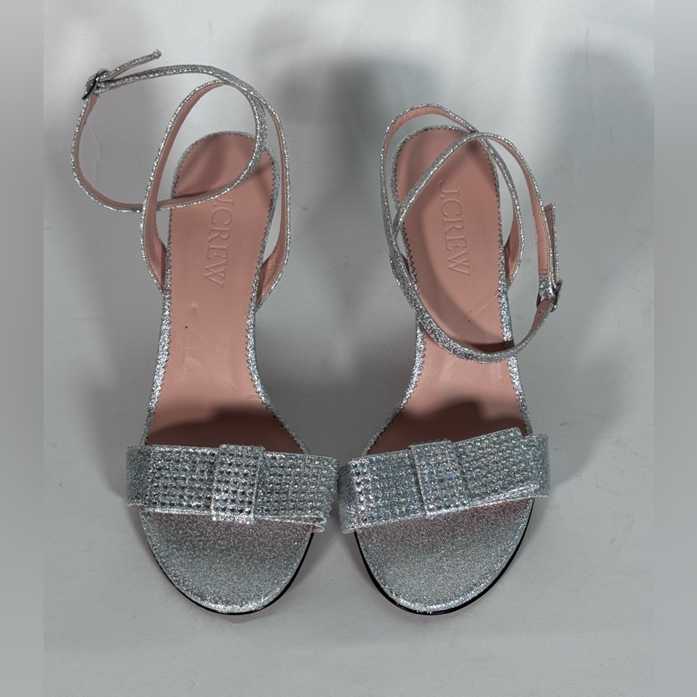 New JCrew Made-in-Italy crystal bow heels in lamé - Picture 3 of 6